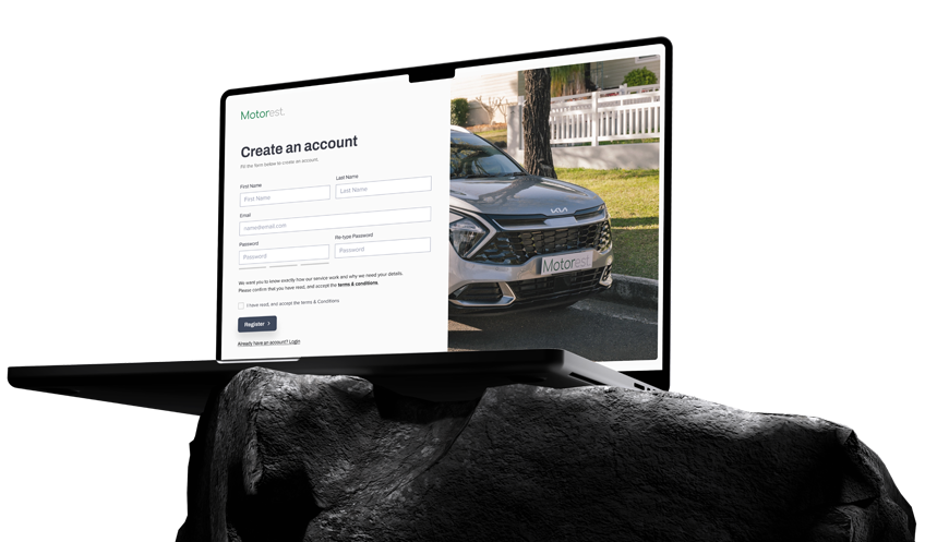 A laptop mockup displaying a website